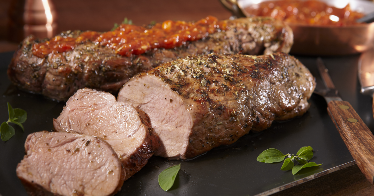 Roasted Pork Tenderloin with Mediterranean Tomato Balsamic Sauce