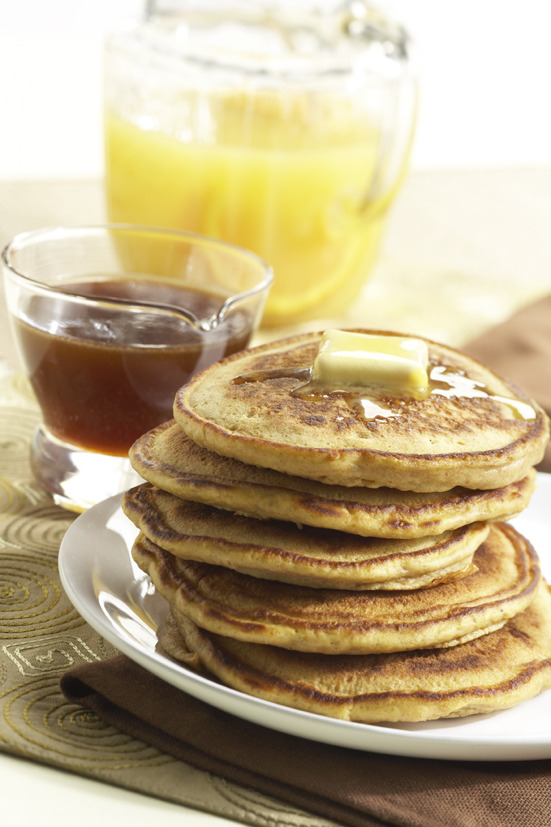 Pumpkin Pancakes with Apple Cider Syrup